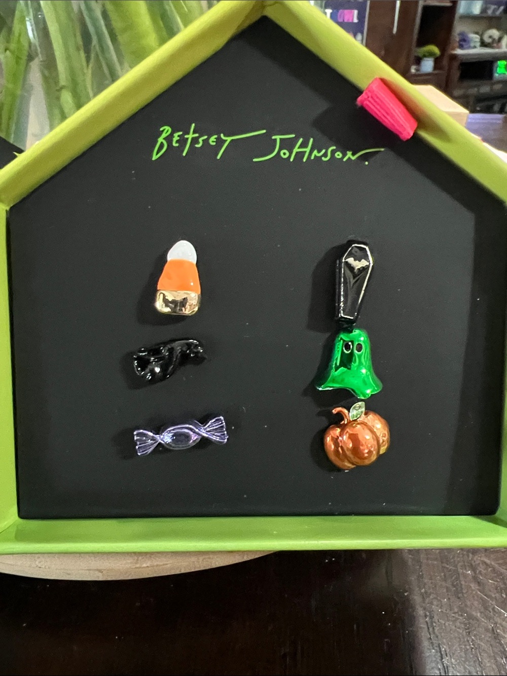 New Betsey Johnson Halloween Enamel Pin Set - Green, Orange, Black, Purple